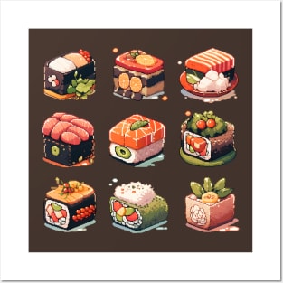 Cute Sushi Anime Food Pixel Art Posters and Art